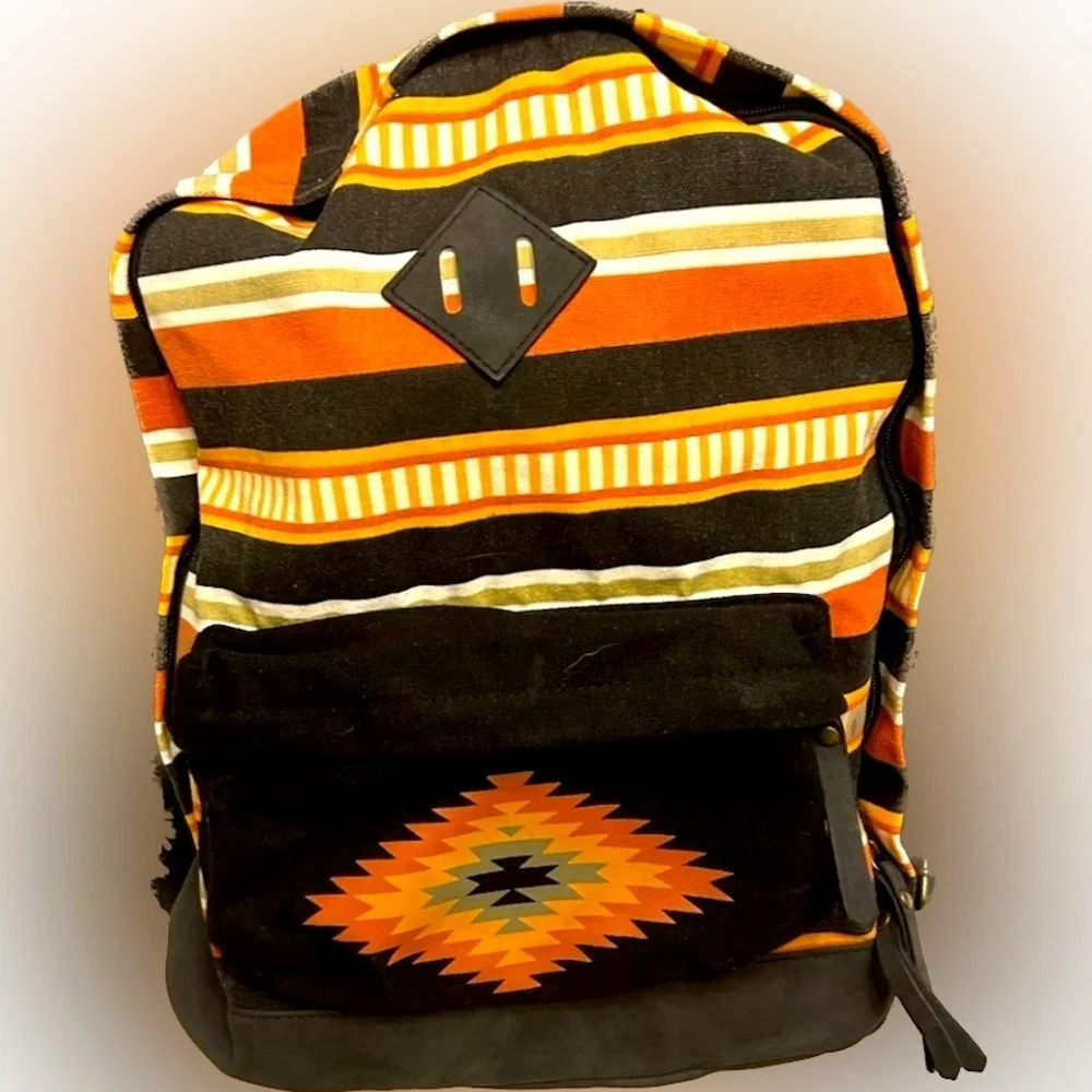 50%offw❤️ Tribal Aztec Pattern‎ Boho Backpack leather trim  tribal